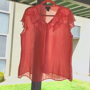Lane Bryant | Sheer Coral Flutter Sleeve Blouse | Size 18